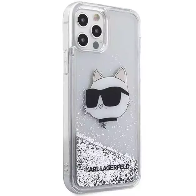 Karl Lagerfeld KLHCP12MLNHCCS iPhone 12/ 12 Pro 6.1&quot  silver/silver hardcase Glitter Choupette Head 10