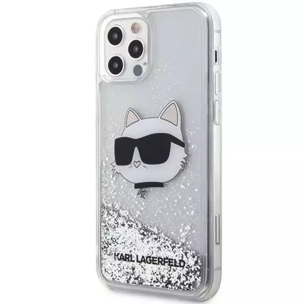 Karl Lagerfeld KLHCP12MLNHCCS iPhone 12/ 12 Pro 6.1&quot  silver/silver hardcase Glitter Choupette Head 8