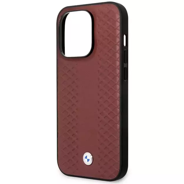 Case BMW BMHCP14X22RFGR iPhone 14 Pro Max 6.7&quot  Burgundy/burgundy Leather Diamond Pattern 5
