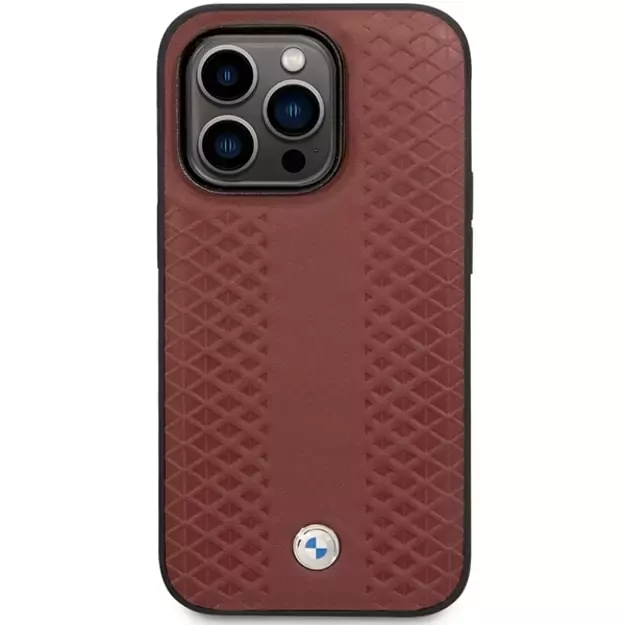 Case BMW BMHCP14X22RFGR iPhone 14 Pro Max 6.7&quot  Burgundy/burgundy Leather Diamond Pattern 2