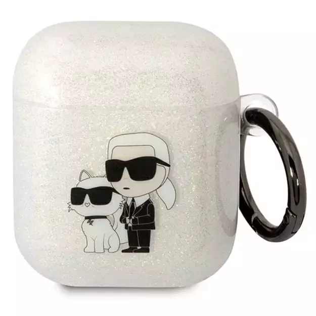 Karl Lagerfeld KLA2HNKCTGT Airpods 1/2 cover transparent Gliter Karl&amp Choupette