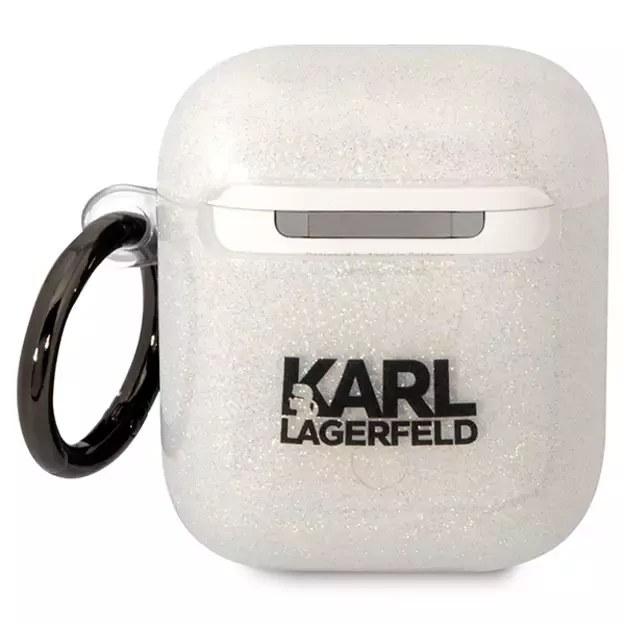 Karl Lagerfeld KLA2HNKCTGT Airpods 1/2 cover transparent Gliter Karl&amp Choupette 1