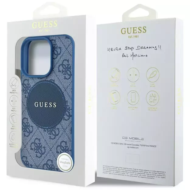 Guess 4G Circle Classic Logo MagSafe case for iPhone 16 Pro - blue 7