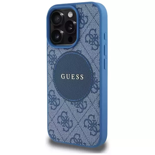 Guess 4G Circle Classic Logo MagSafe case for iPhone 16 Pro - blue 1
