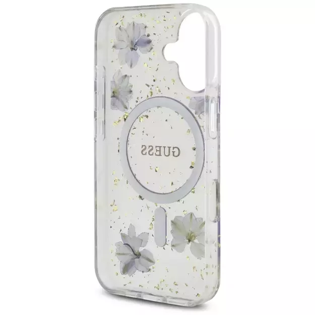 Guess Resin Flowers Glitter MagSafe case for iPhone 16 - purple 6