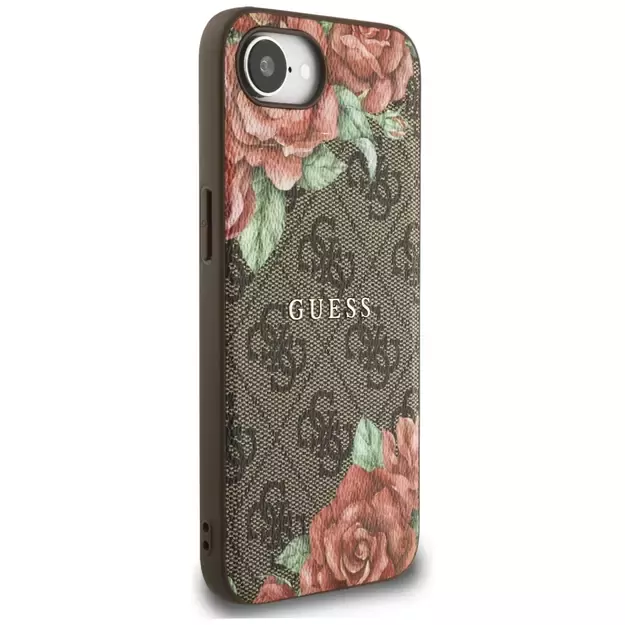 Guess 4G Flowers Print MagSafe case for iPhone 16e - brown 3