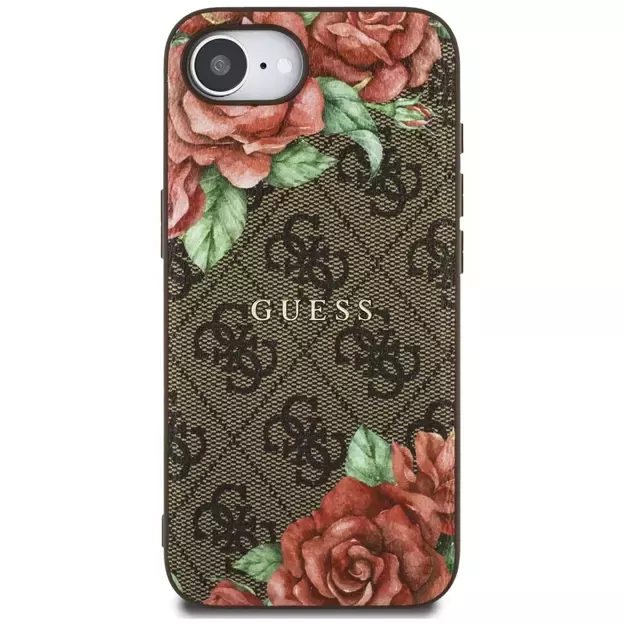 Guess 4G Flowers Print MagSafe case for iPhone 16e - brown 2