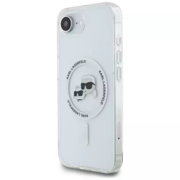 Karl Lagerfeld IML Metal Karl &amp  Choupette Heads MagSafe iPhone 16e Case - White 1