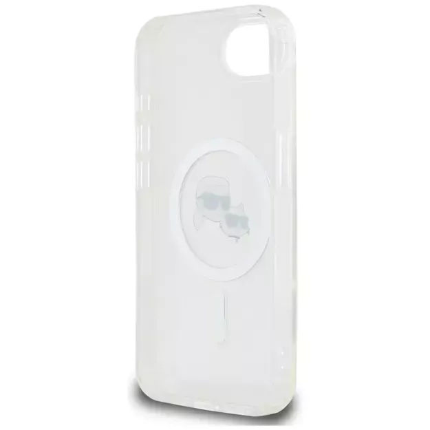 Karl Lagerfeld IML Metal Karl &amp  Choupette Heads MagSafe iPhone 16e Case - White 6