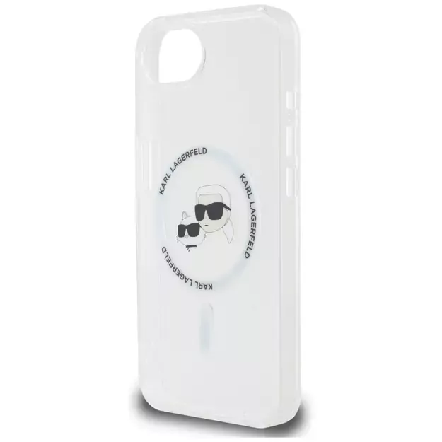 Karl Lagerfeld IML Metal Karl &amp  Choupette Heads MagSafe iPhone 16e Case - White 5