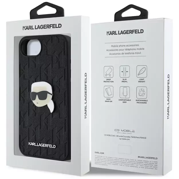 Karl Lagerfeld Monogram Karl Head Pin iPhone 16e Case - Black 7