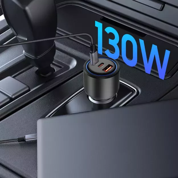 CC04 3-port PD130W car charger - black 4