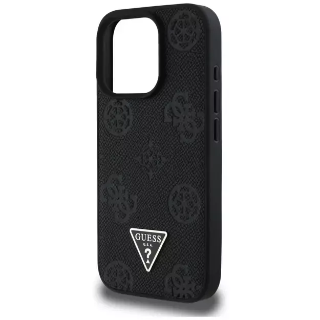 Guess Grained Hot Stamp Peony Triangle Logo MagSafe Case for iPhone 16 Pro - Black 5