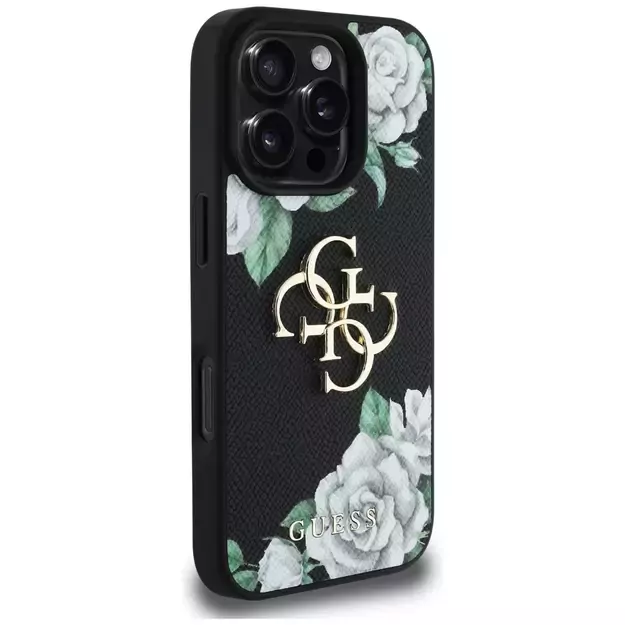 Guess Grained Roses Big 4G logo case for iPhone 16 Pro Max - black 3