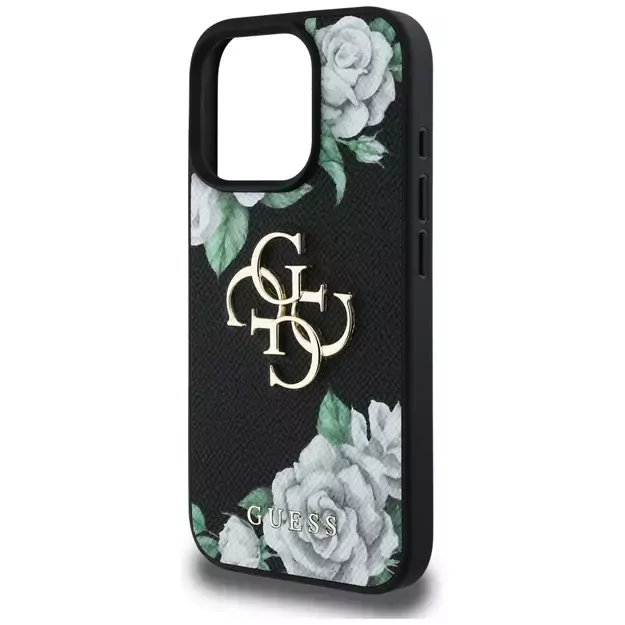 Guess Grained Roses Big 4G logo case for iPhone 16 Pro Max - black 5
