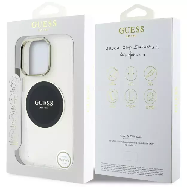 Guess IML Metal Colored Circle Classic Logo MagSafe case for iPhone 16 Pro - black 7