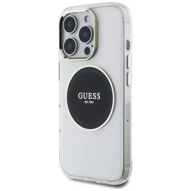 Guess IML Metal Colored Circle Classic Logo MagSafe case for iPhone 16 Pro - black 1
