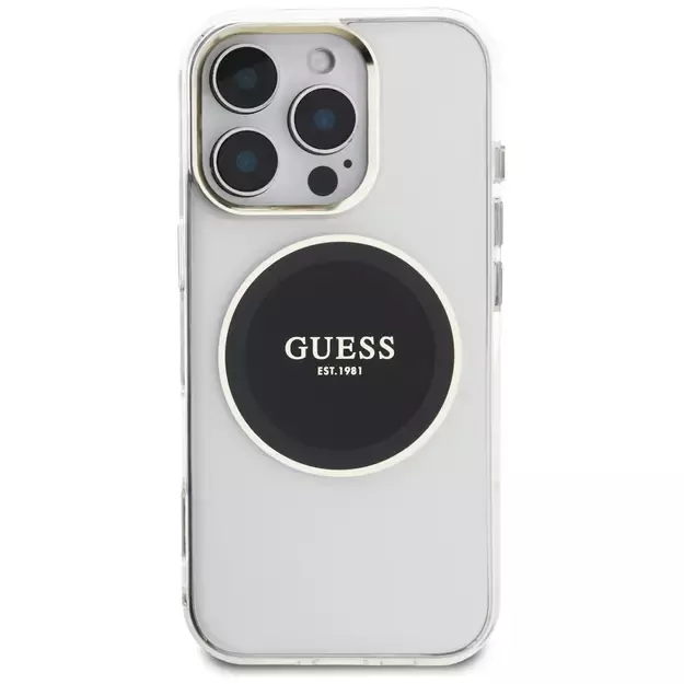 Guess IML Metal Colored Circle Classic Logo MagSafe case for iPhone 16 Pro - black 2
