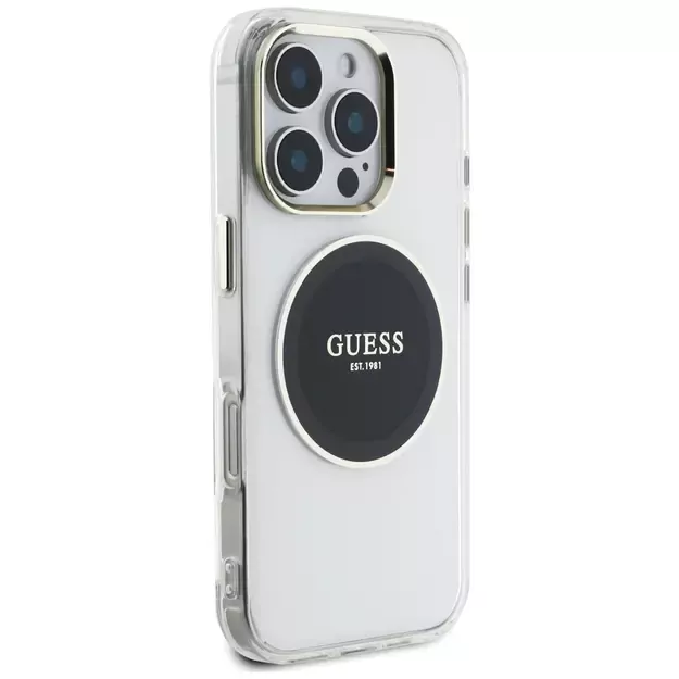 Guess IML Metal Colored Circle Classic Logo MagSafe case for iPhone 16 Pro - black 3