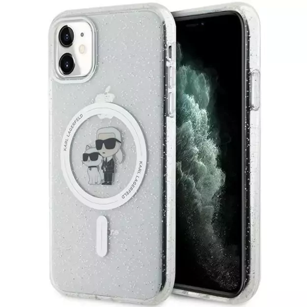 Karl Lagerfeld KLHMN61HGKCNOT case for iPhone 11 / Xr - transparent hardcase Karl&amp Choupette Glitter MagSafe