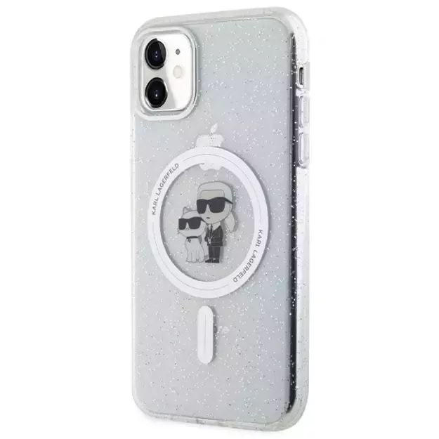 Karl Lagerfeld KLHMN61HGKCNOT case for iPhone 11 / Xr - transparent hardcase Karl&amp Choupette Glitter MagSafe 1
