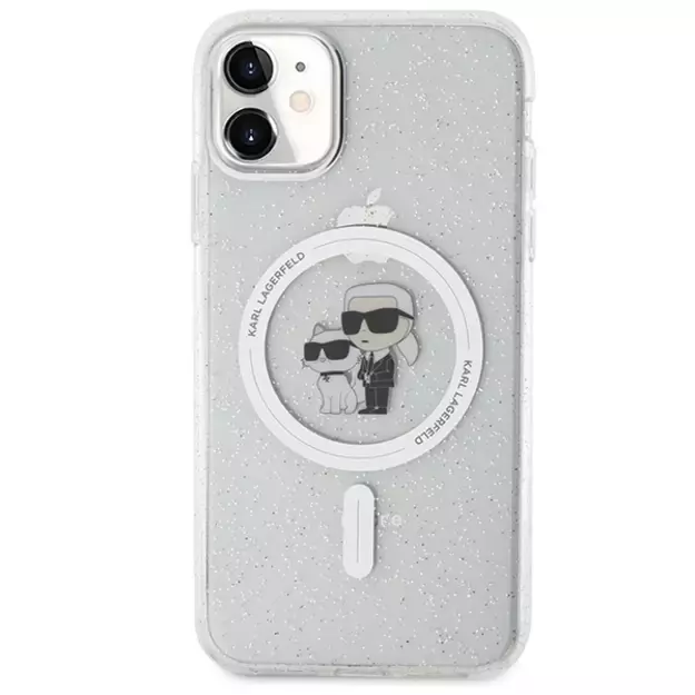Karl Lagerfeld KLHMN61HGKCNOT case for iPhone 11 / Xr - transparent hardcase Karl&amp Choupette Glitter MagSafe 2