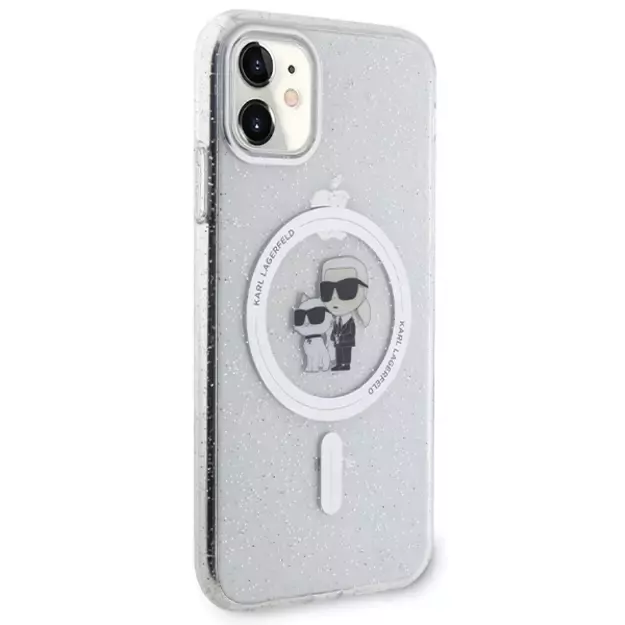 Karl Lagerfeld KLHMN61HGKCNOT case for iPhone 11 / Xr - transparent hardcase Karl&amp Choupette Glitter MagSafe 3