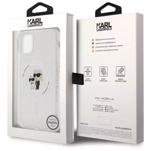 Karl Lagerfeld KLHMN61HGKCNOT case for iPhone 11 / Xr - transparent hardcase Karl&amp Choupette Glitter MagSafe 7