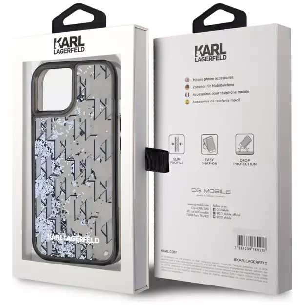 Karl Lagerfeld Liquide Glitter Monogram Gradient iPhone 15 Case - Black 7