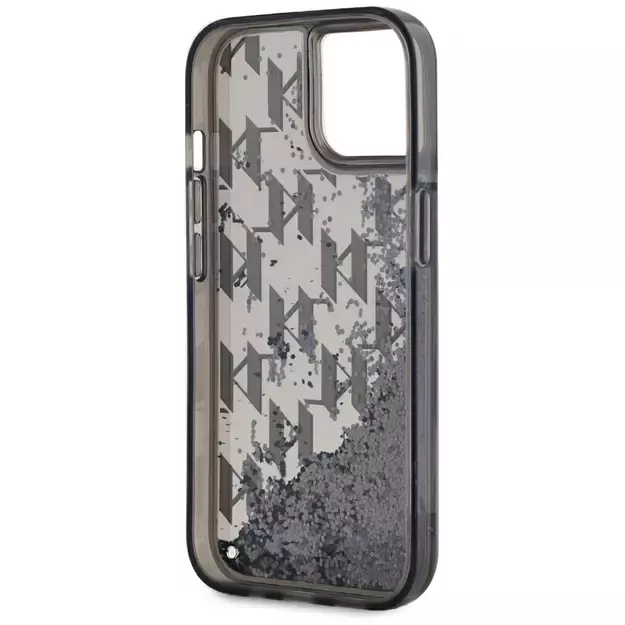 Karl Lagerfeld Liquide Glitter Monogram Gradient iPhone 15 Case - Black 6