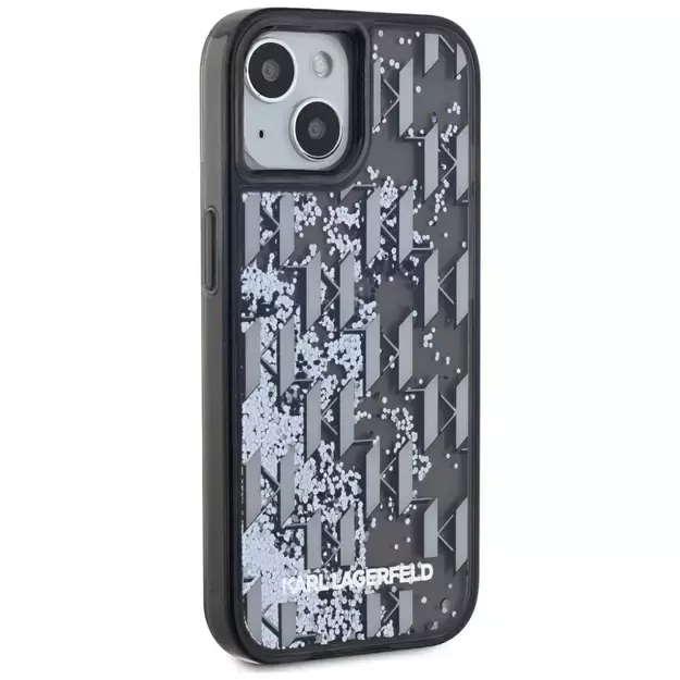 Karl Lagerfeld Liquide Glitter Monogram Gradient iPhone 15 Case - Black 3