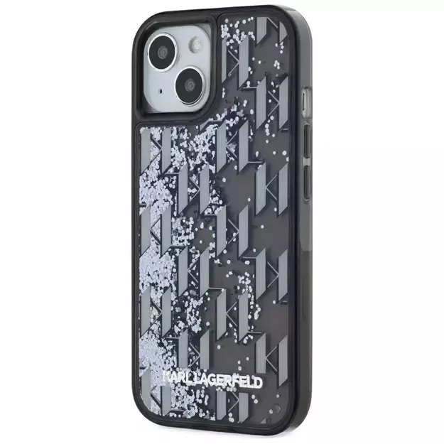 Karl Lagerfeld Liquide Glitter Monogram Gradient iPhone 15 Case - Black 1