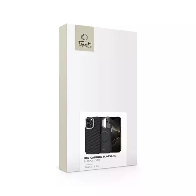 Tech-Protect Ion Carbon MagSafe iPhone 16 Pro Case - Black/Grey 5