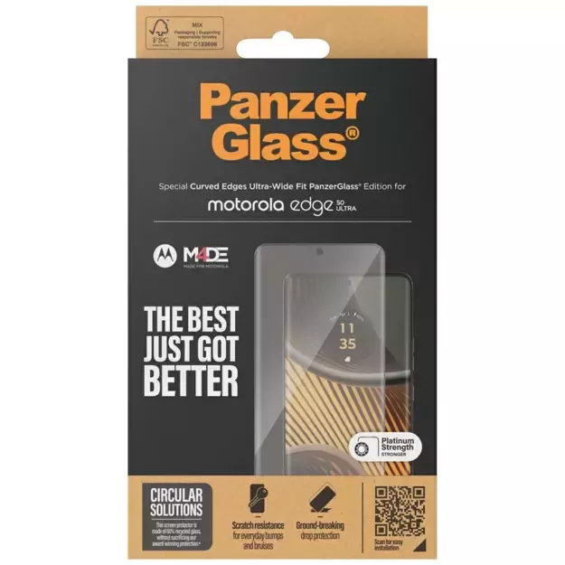PanzerGlass Ultra-Wide Fit Tempered Glass for Motorola Edge 50 Ultra 3