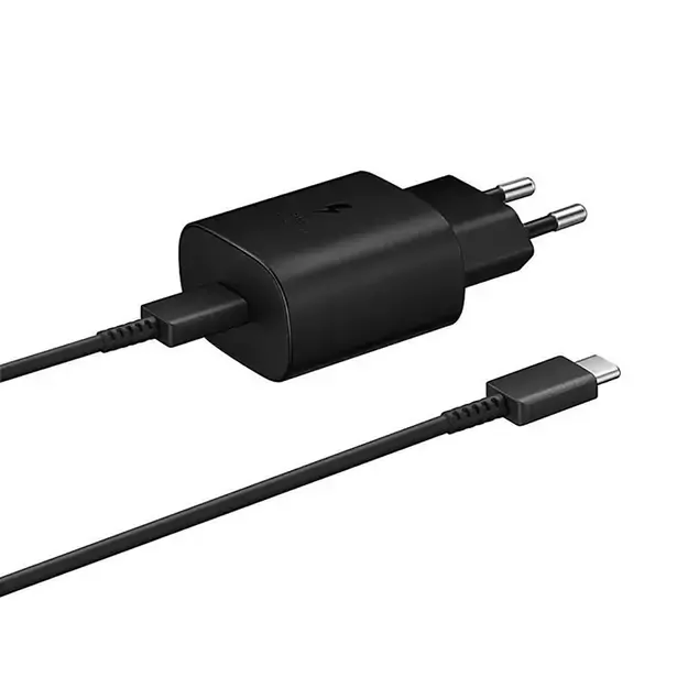 Samsung 25W EP-TA800EBE USB-C Wall Charger with Samsung EP-DA705BBE USB-C / USB-C Cable Replacement Pack - Black