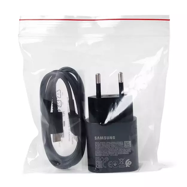 Samsung 25W EP-TA800EBE USB-C Wall Charger with Samsung EP-DA705BBE USB-C / USB-C Cable Replacement Pack - Black 1