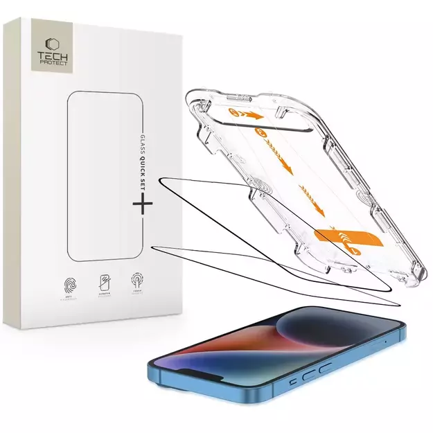Tech-Protect Quick Set+ Tempered Glass 2-pack for iPhone 13 / 13 PRO / 14 / 16e