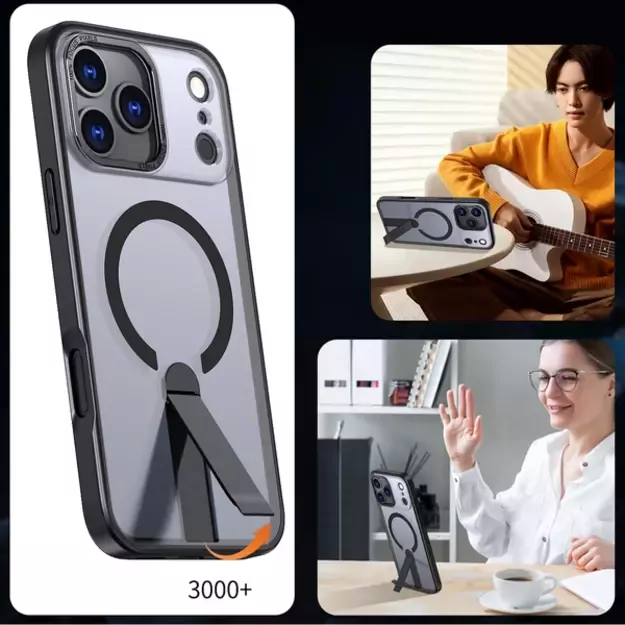 Etui Hybrid Armor X na Samsung Galaxy S25 FE z podstawką kompatybilne z MagSafe - czarne 7