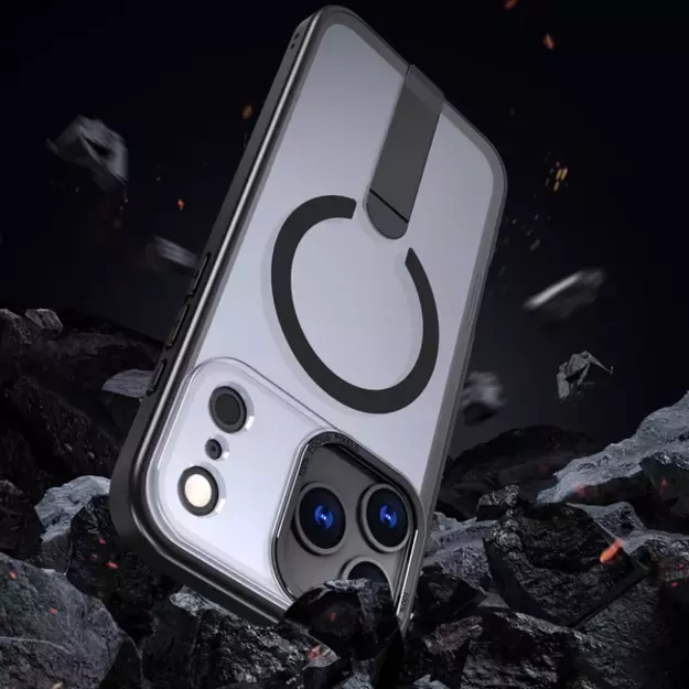 Etui Hybrid Armor X na Samsung Galaxy S25 FE z podstawką kompatybilne z MagSafe - czarne 5