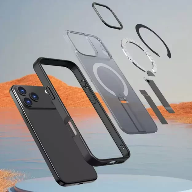 Etui Hybrid Armor X na Samsung Galaxy S25 FE z podstawką kompatybilne z MagSafe - czarne 6