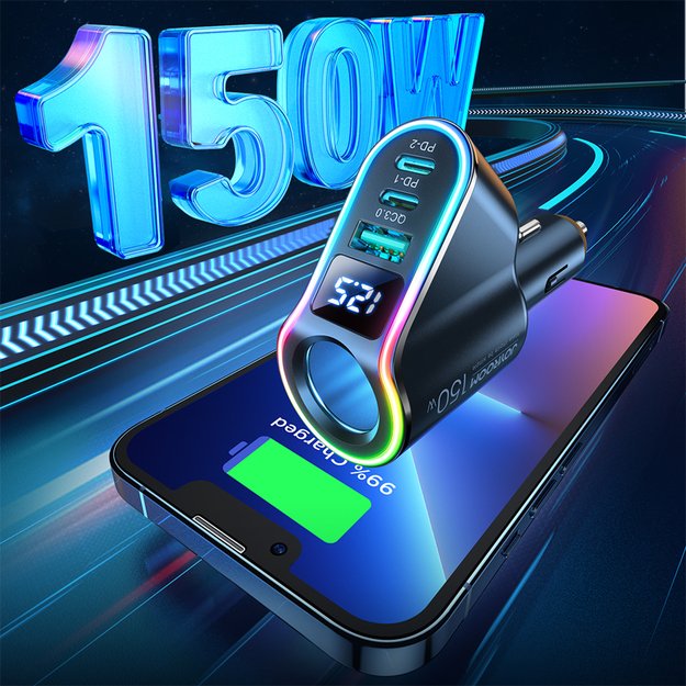 Joyroom fast car charger 4in1 USB-A QC3.0 / 2xUSB-C PD 150W black (JR-CL21) 3