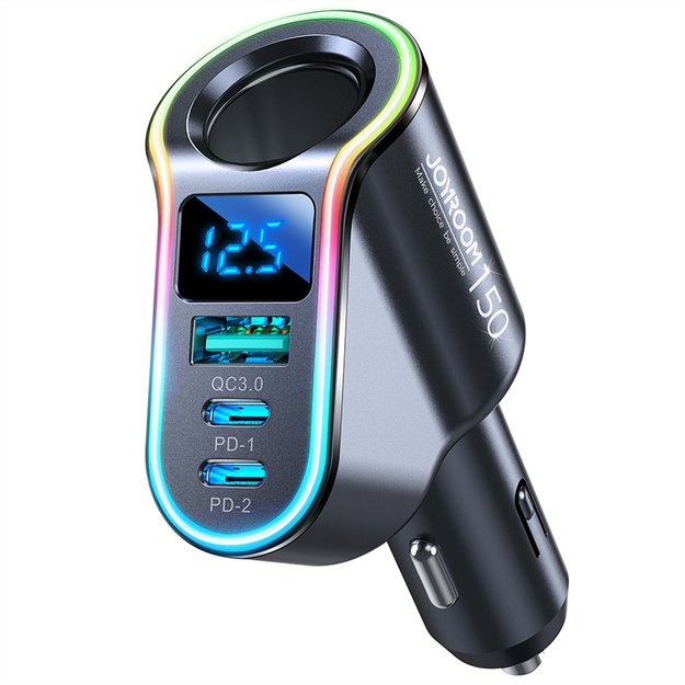 Joyroom fast car charger 4in1 USB-A QC3.0 / 2xUSB-C PD 150W black (JR-CL21) 8