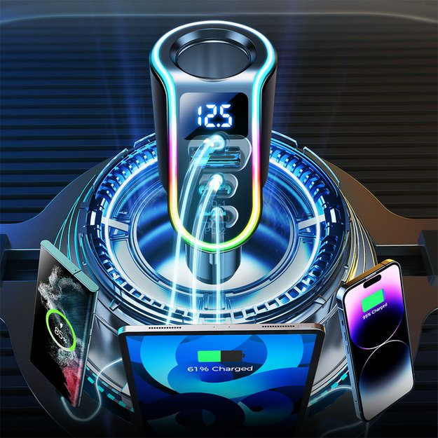 Joyroom fast car charger 4in1 USB-A QC3.0 / 2xUSB-C PD 150W black (JR-CL21) 6