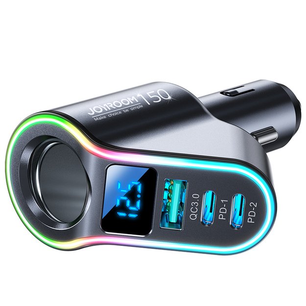 Joyroom fast car charger 4in1 USB-A QC3.0 / 2xUSB-C PD 150W black (JR-CL21) 1