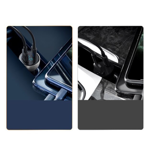 Baseus USB / USB Type C car charger 65 W 5 A SCP Quick Charge 4.0+ Power Delivery 3.0 LCD screen gray (CCKX-C0G) 9