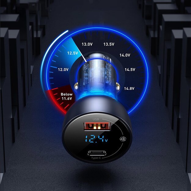 Baseus USB / USB Type C car charger 65 W 5 A SCP Quick Charge 4.0+ Power Delivery 3.0 LCD screen gray (CCKX-C0G) 13