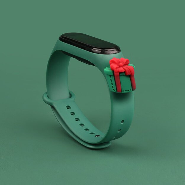 Strap Xmas for Xiaomi Mi Band 3 / 4 Christmas Silicone Strap Bracelet with Gift - Dark Green 2
