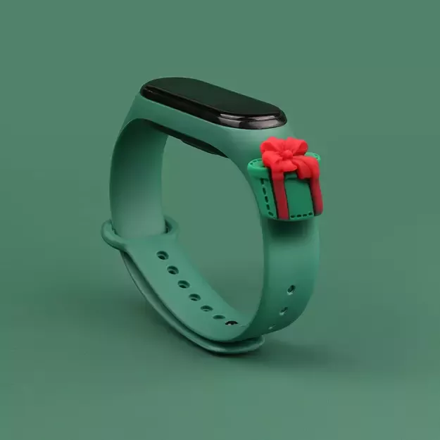 Strap Xmas for Xiaomi Mi Band 3 / 4 Christmas Silicone Strap Bracelet with Gift - Dark Green 1