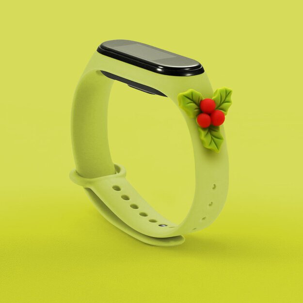 Strap Xmas for Xiaomi Mi Band 5 / 6 Christmas Silicone Strap Bracelet with Mistletoe - Green 2