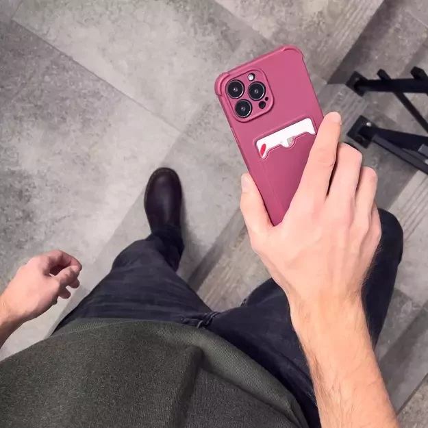 Card Armor Case Pouch Cover for iPhone XS Max Card Wallet Silicone Armor Case Air Bag Pink 16